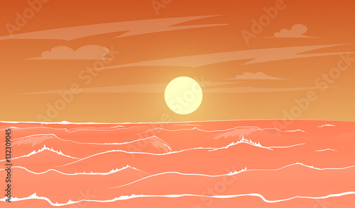 cartoon sea sunset
