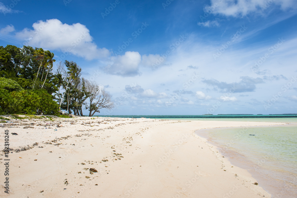White sand and turquoise water at Laura (Lowrah) beach, Majuro atoll, Majuro, Marshall Islands, South Pacific White sand and turquoise water at Laura (Lowrah) beach, Majuro atoll, Majuro, Marshall Islands, South Pacific