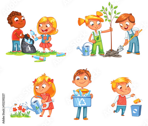 Ecological kids design. Funny cartoon character