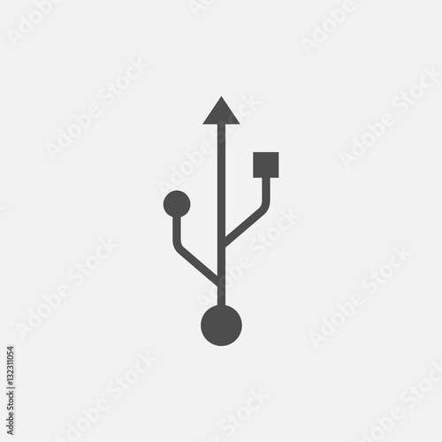 Usb Icon in flat style isolated on grey background for web