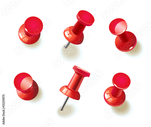 Collection of various red pushpins photo