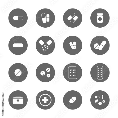 drug icons set