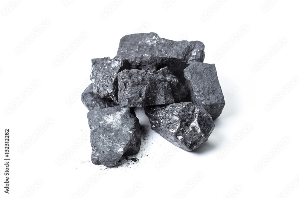 Natural wood charcoal Isolated on white