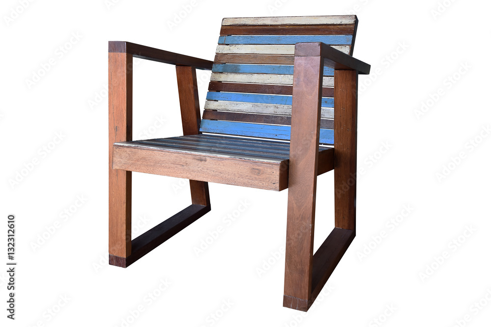 Wooden arm chair isolated.
