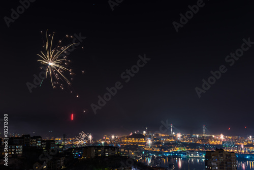 Colorful fireworks over city. © Vladimir Arndt