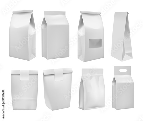 Realistic take away food box mock up set isolated on white background vector illustration. Blank white 3d model cardboard carry package, product container, empty food box. Template for branding.