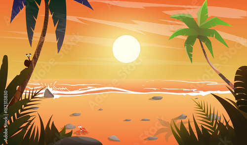 view on sunset at the beach