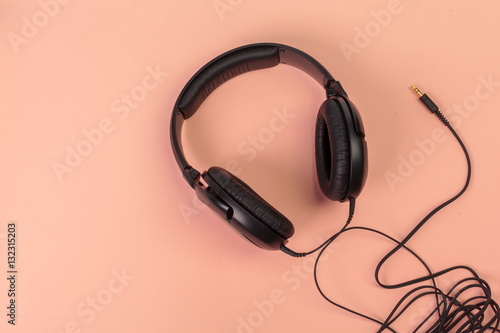 headphones on orange background