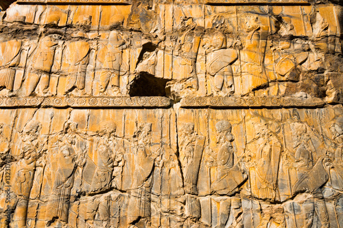 Detail from relief of 100 soldiers on a door jamb of the Palace of 100 Columns, Persepolis,UNESCO World Heritage Site, Iran photo