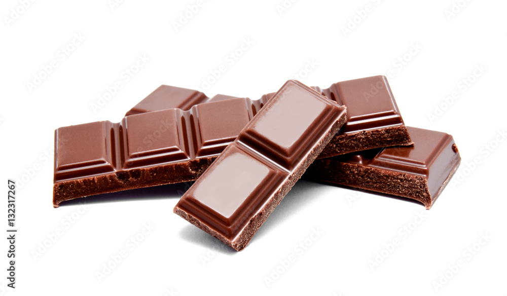 Dark milk chocolate bars stack isolated on a white Dark milk chocolate bars stack isolated on a white