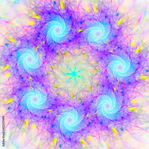 Colored abstract fractal pattern. Computer generated graphics.