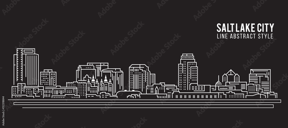 Cityscape Building Line art Vector Illustration design - Salt Lake City