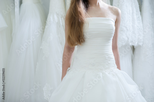 Wedding bridal white dress in the showroom fashion, abstract