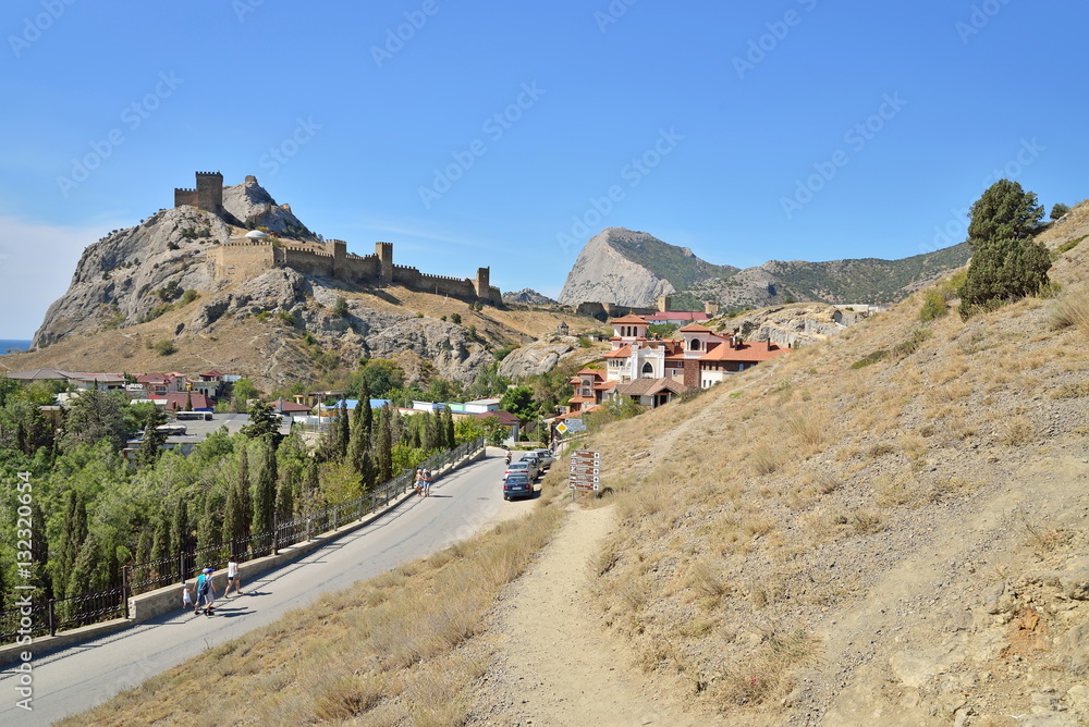 View of the Genoese fortress and Sudak Sunny day