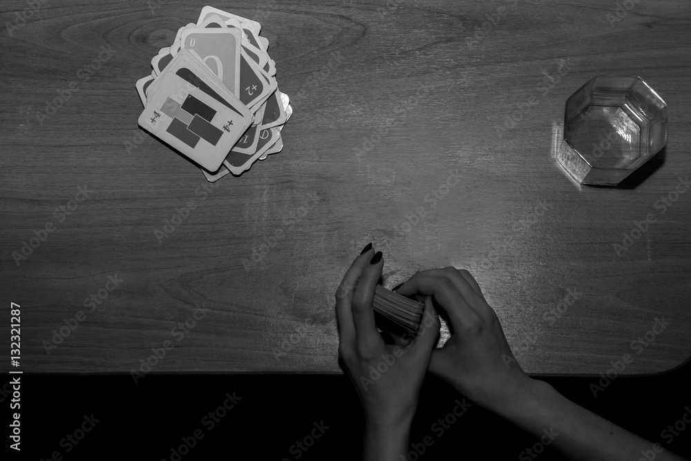 Fotografie Interesting fun card game, leisure.