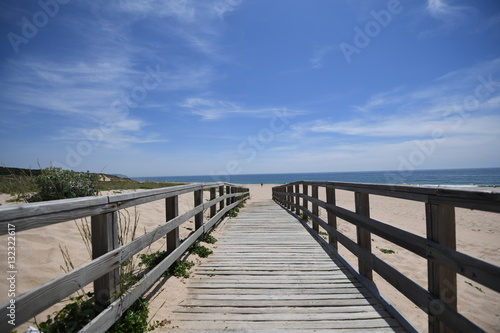 Wooden bridge on a beach  Praia da Lagoa de Albufeira  Portugal