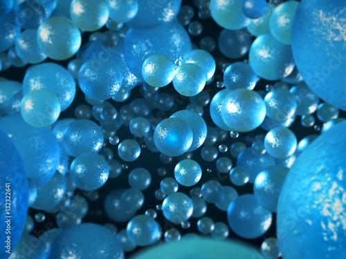 Molecule life apperarance 3d illustration. Ice bubble in a water