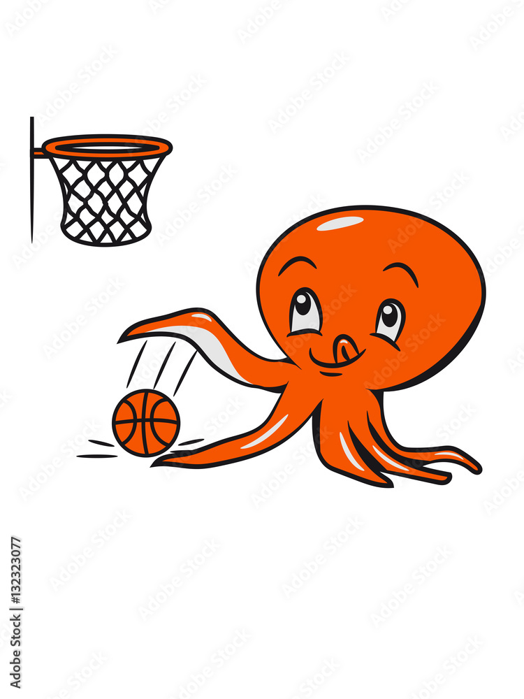 Squid oktopus funny funny basketball Stock Illustration | Adobe Stock