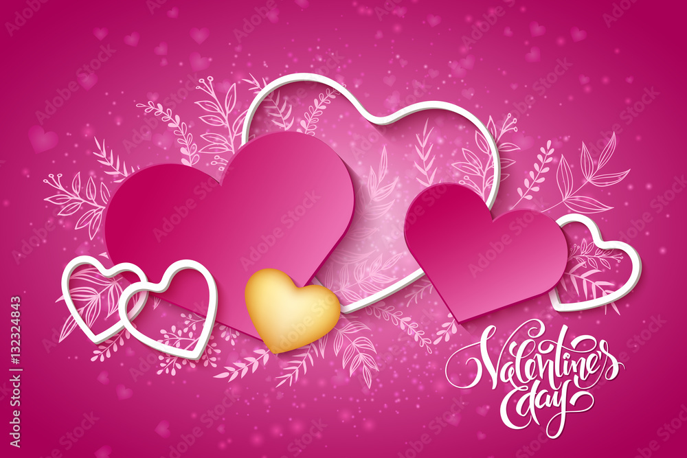 Vector happy valentines day lettering with hearts Vector happy valentines day lettering with hearts