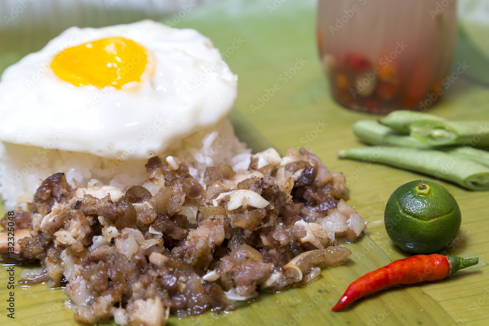 Fotografie Philippines style meat with rice and egg