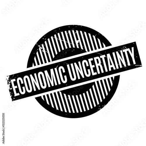 Economic Uncertainty rubber stamp. Grunge design with dust scratches. Effects can be easily removed for a clean, crisp look. Color is easily changed.