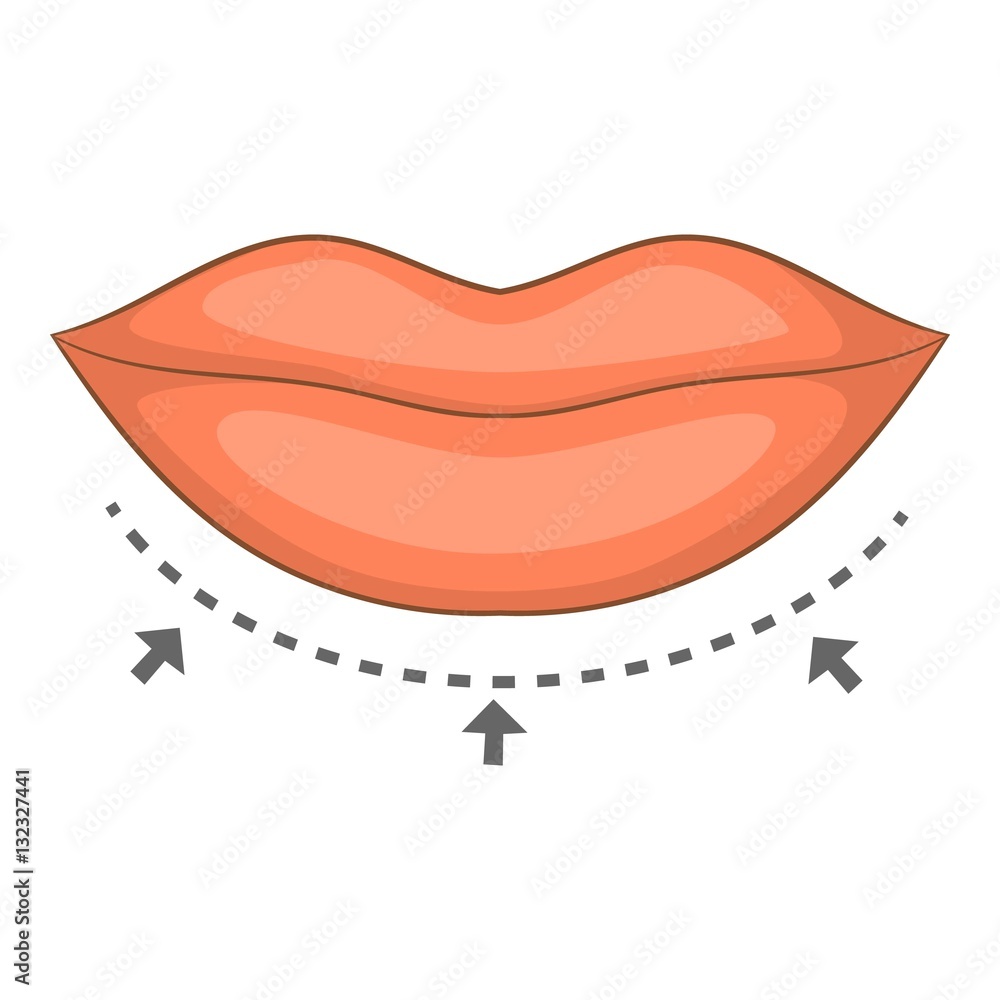 Lips surgery correction icon, cartoon style Lips surgery correction icon, cartoon style