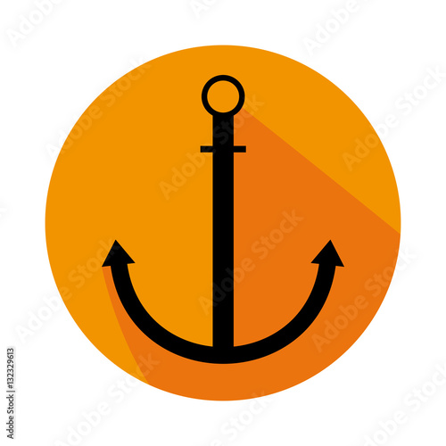 Flat Icon With Anchor Long Shadow For Travel