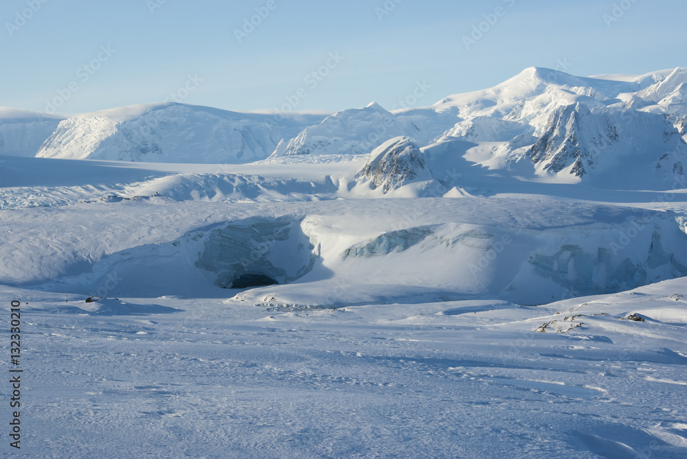 Fototapeta premium glacier grotto and oldest Antarctic station on the island near t