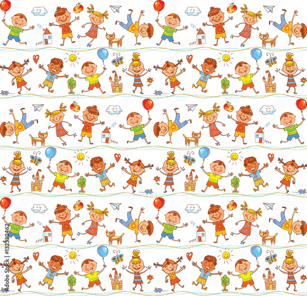 Happy kid cartoon doodle. Drawing like children Happy kid cartoon doodle. Drawing like children
