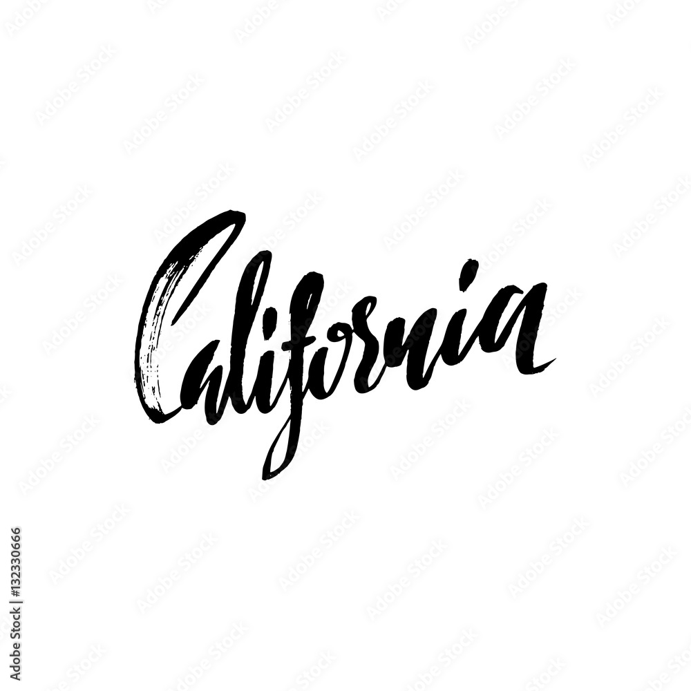 California lettering. Retro typography print. Vintage text.