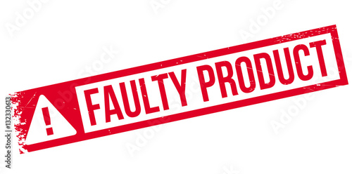 Faulty Product rubber stamp. Grunge design with dust scratches. Effects can be easily removed for a clean, crisp look. Color is easily changed.
