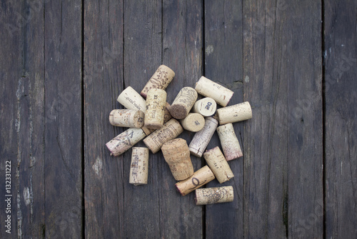 Wine Corks on the Wooden Table