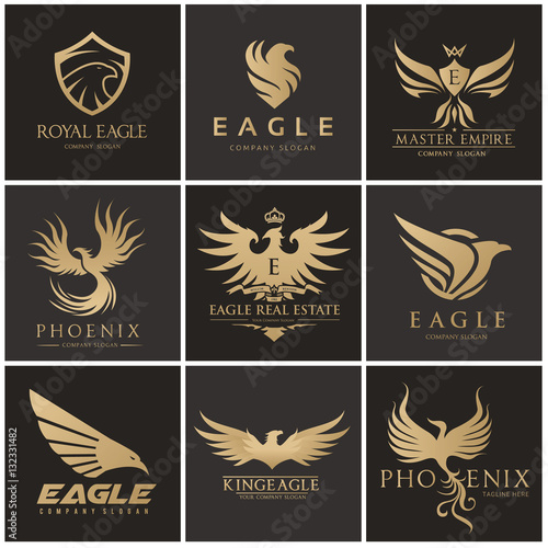 Bird and wing logo collection. Eagle logo and wing symbols,Bird logo set,Vector logo template