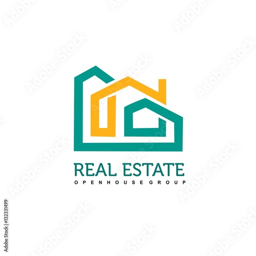 House Abstract Real Estate Countryside Logo Design Template for Company. Building Vector Silhouette.