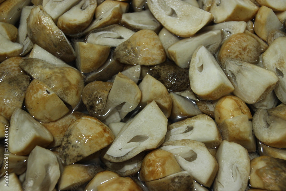 cut mushrooms in the water cut mushrooms in the water