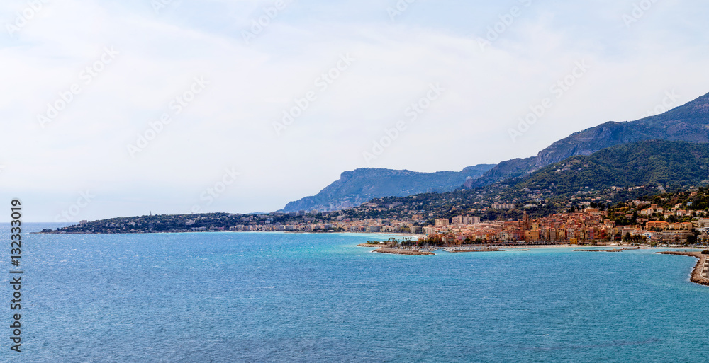 View to Menton on French Riviera, Cote d'Azur, France