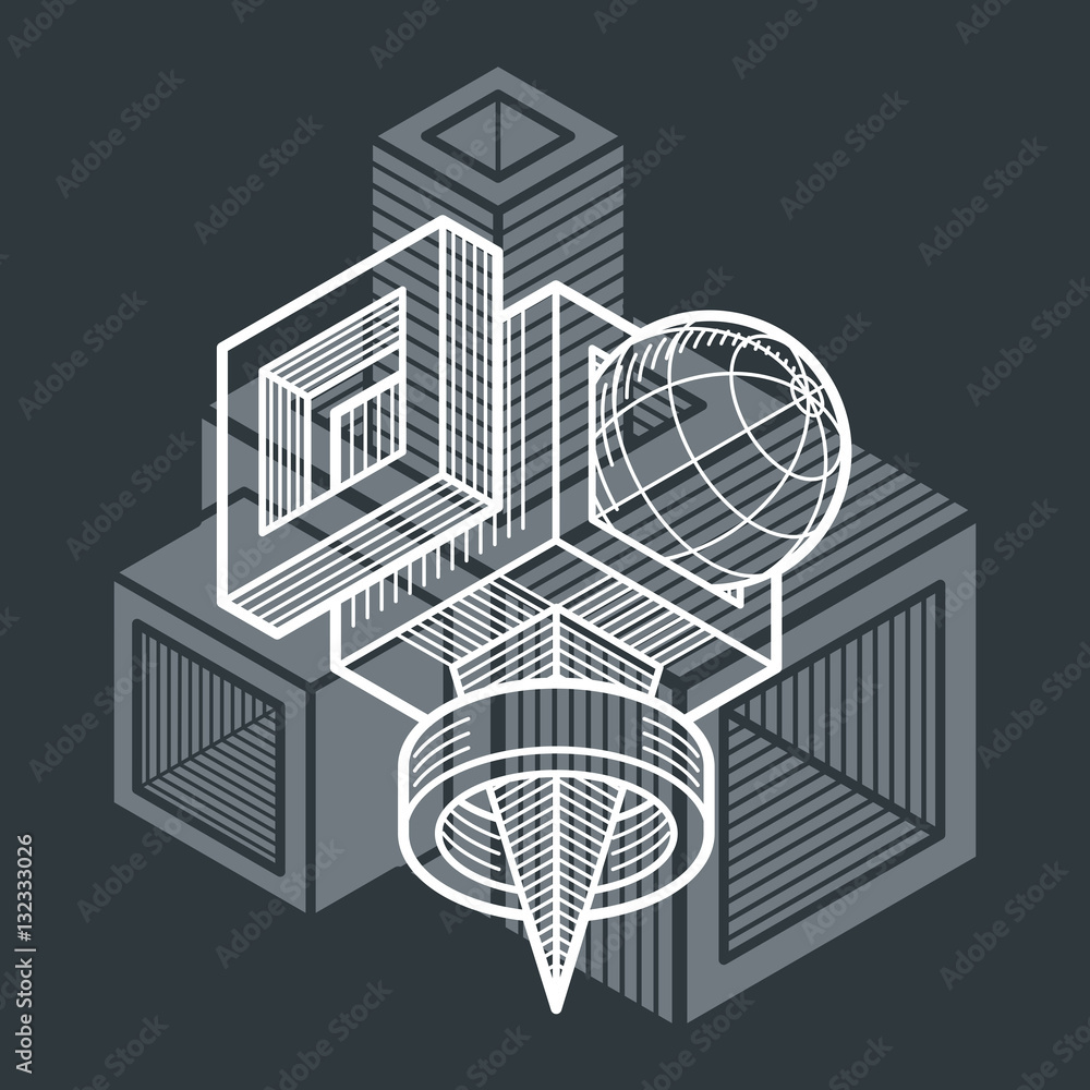 Fototapeta premium 3D design, abstract vector dimensional cube shape.