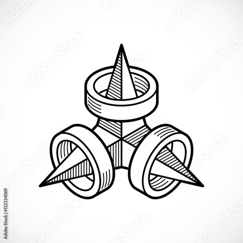 Abstract trigonometric construction, vector dimensional design t