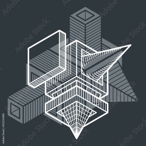 3D design, abstract vector dimensional cube shape.