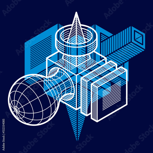 Isometric abstract vector dimensional shape, polygonal figure