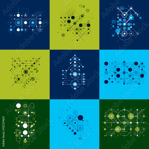 Set of vector abstract backgrounds created in Bauhaus retro styl