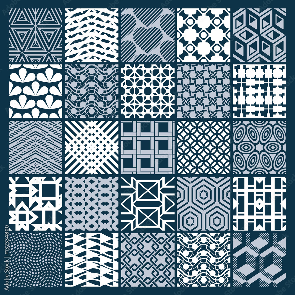 Set of vector endless geometric patterns composed with different Set of vector endless geometric patterns composed with different