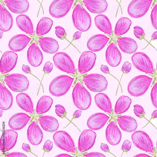 Fototapeta Naklejka Na Ścianę i Meble -  Apple blossom. Seamless watercolor pattern