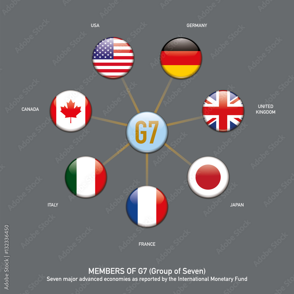 Members of G7 flag buttons infographic Stock Vector Adobe Stock