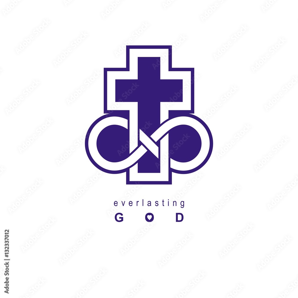 Fototapeta premium Everlasting God vector creative symbol design combined with infi