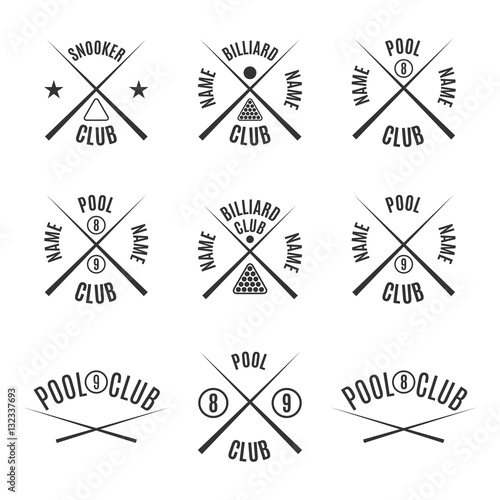 Set emblems billiard club, vector illustration.