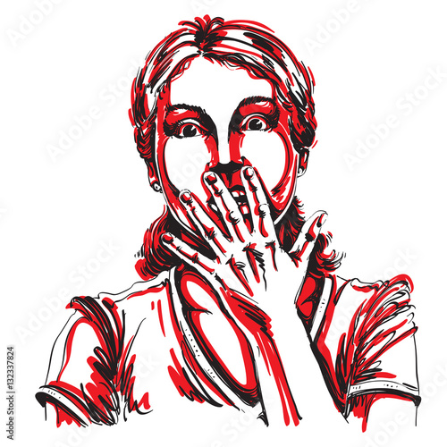 Graphic vector hand-drawn illustration of white skin impressed l