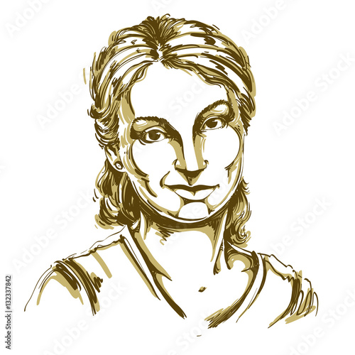 Hand-drawn vector illustration of beautiful skeptic woman, I do
