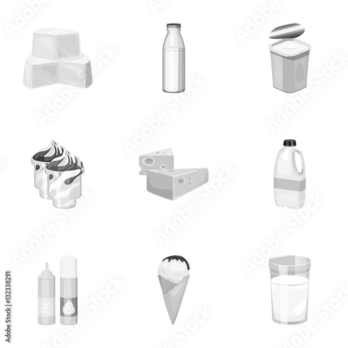 Milk product and sweet set icons in monochrome style. Big collection of milk product and sweet vector symbol stock illustration