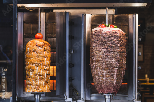 Bbq meat for turkish doner kebab in a restaurant in istanbul. As photo